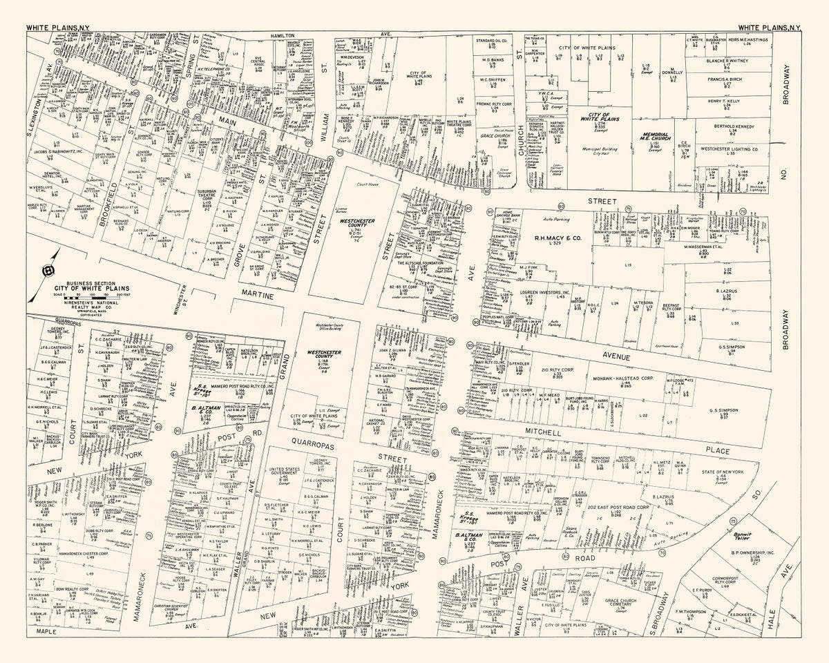 Preview of Vintage Map of White Plain, NY Business Section 1947