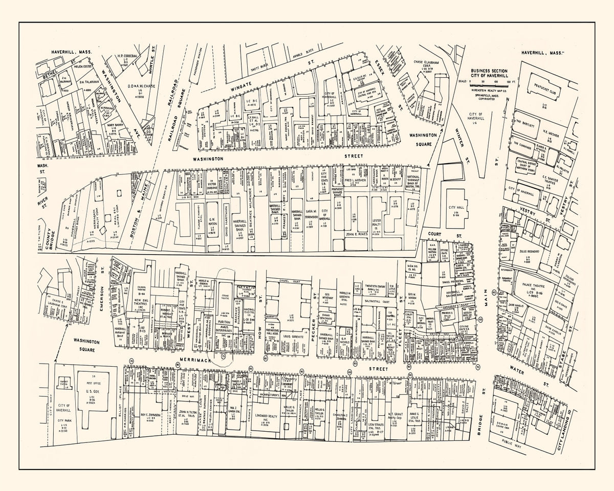 Preview of Vintage Map of Haverhill, MA Business Section 1946