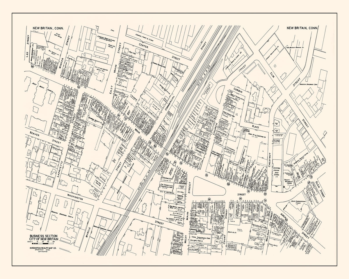 Preview of Vintage Map of New Britain, CT Business Section 1946