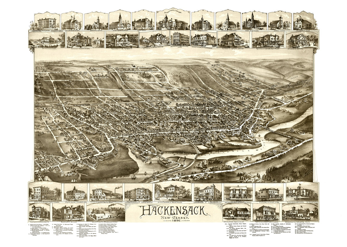 Preview of Vintage Map of Hackensack, New Jersey 1896