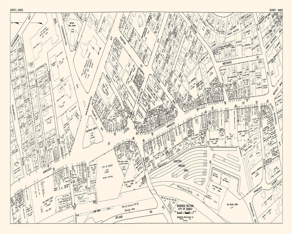 Preview of Vintage Map of Quincy, MA Business Section 1946