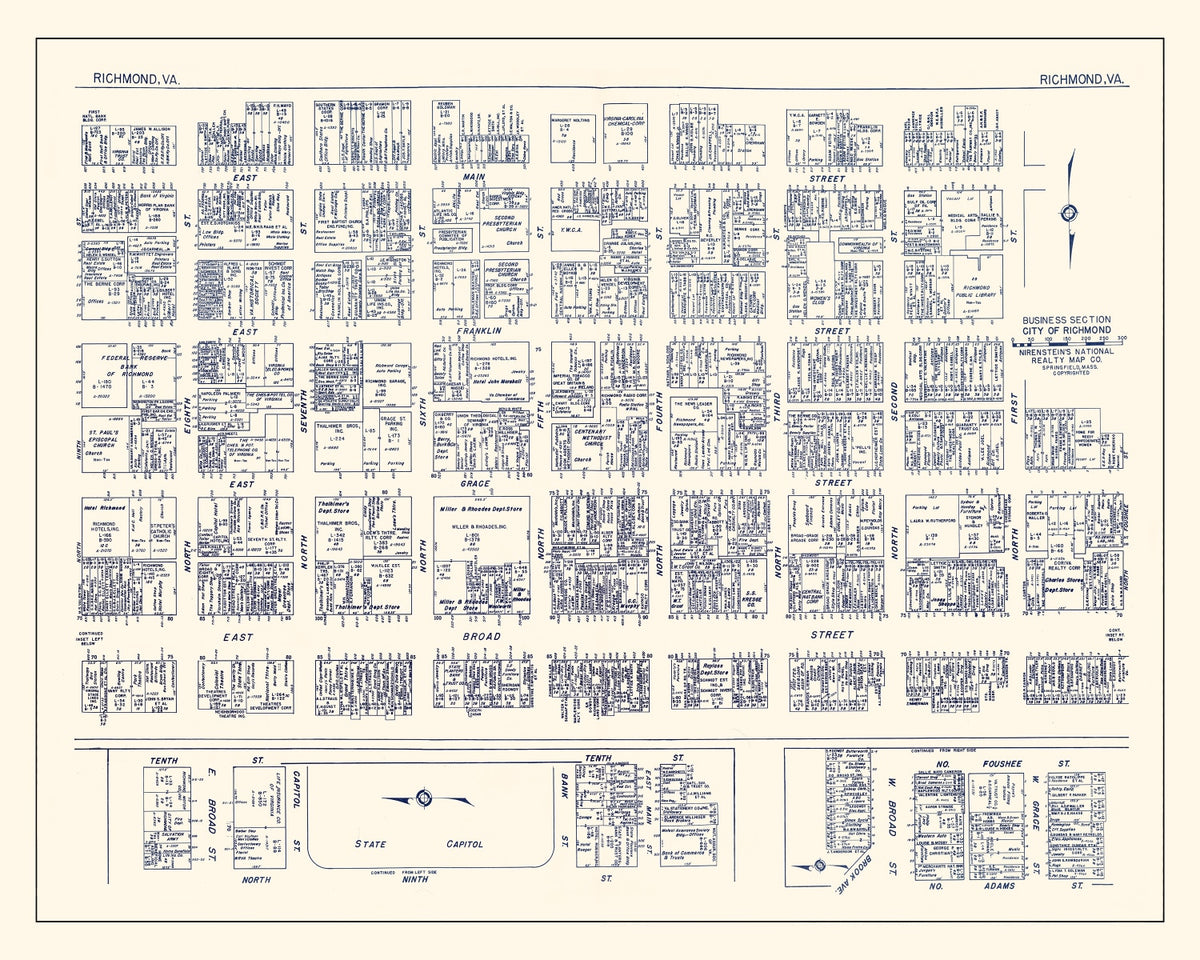 Preview of Vintage Map of Richmond, VA Business Section 1950