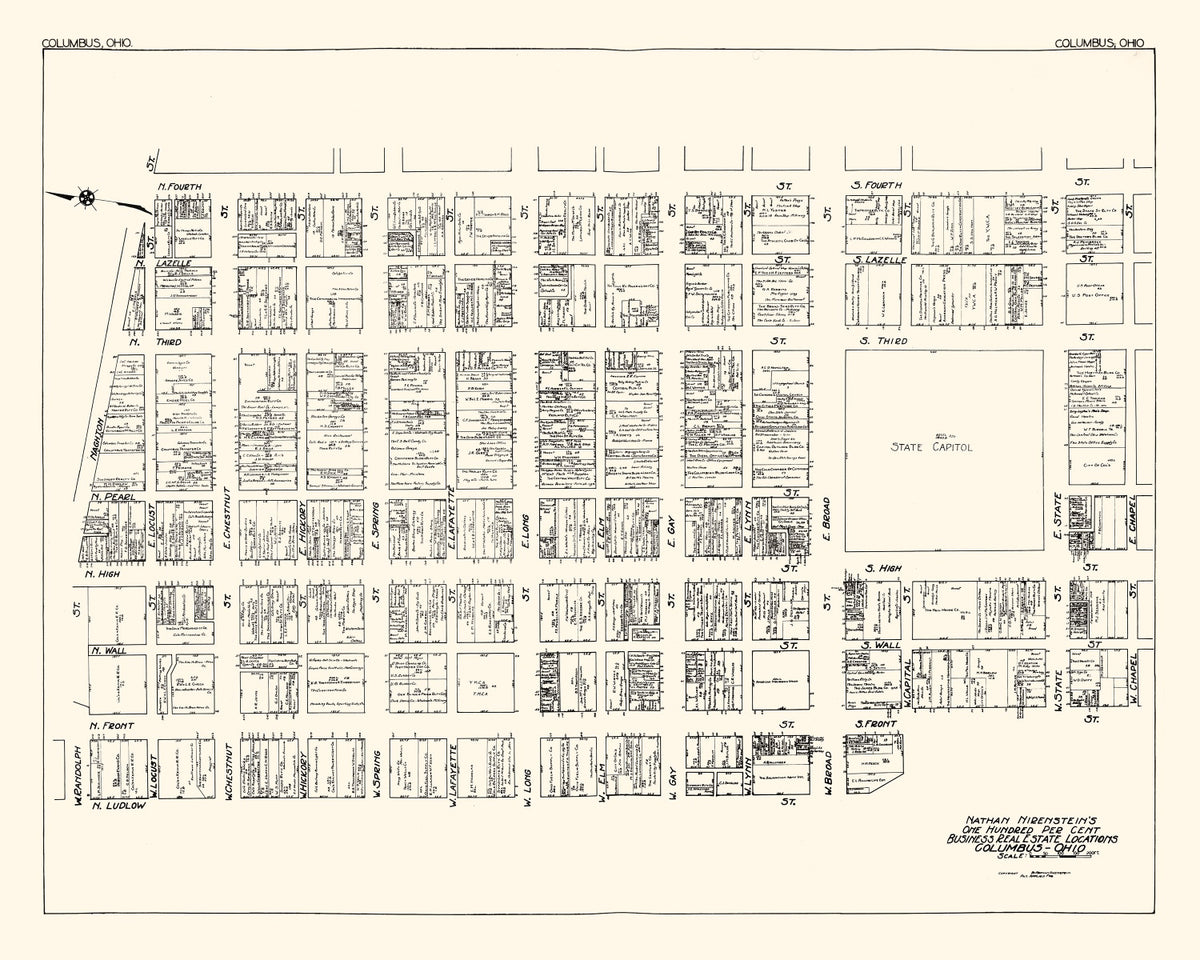 Preview of Vintage Map of Columbus, OH Business Section 1929