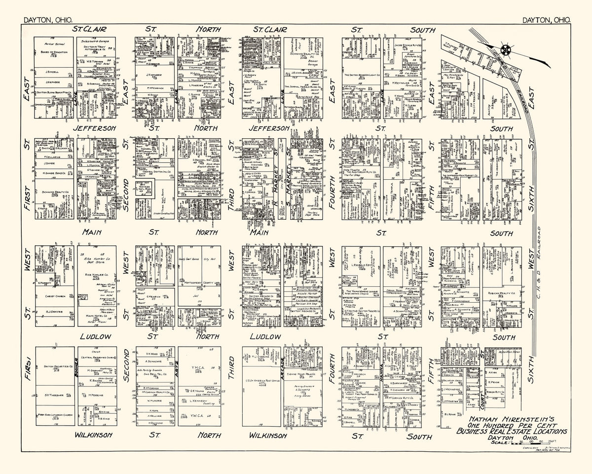 Preview of Vintage Map of Dayton, OH Business Section 1929