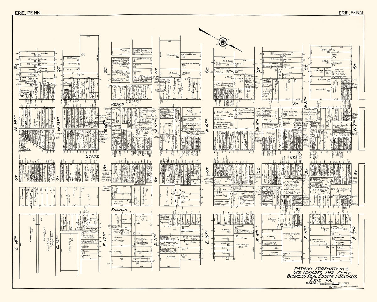 Preview of Vintage Map of Erie, PA Business Section 1929