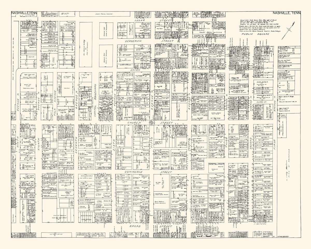 Preview of Vintage Map of Nashville, TN Business Section 1929