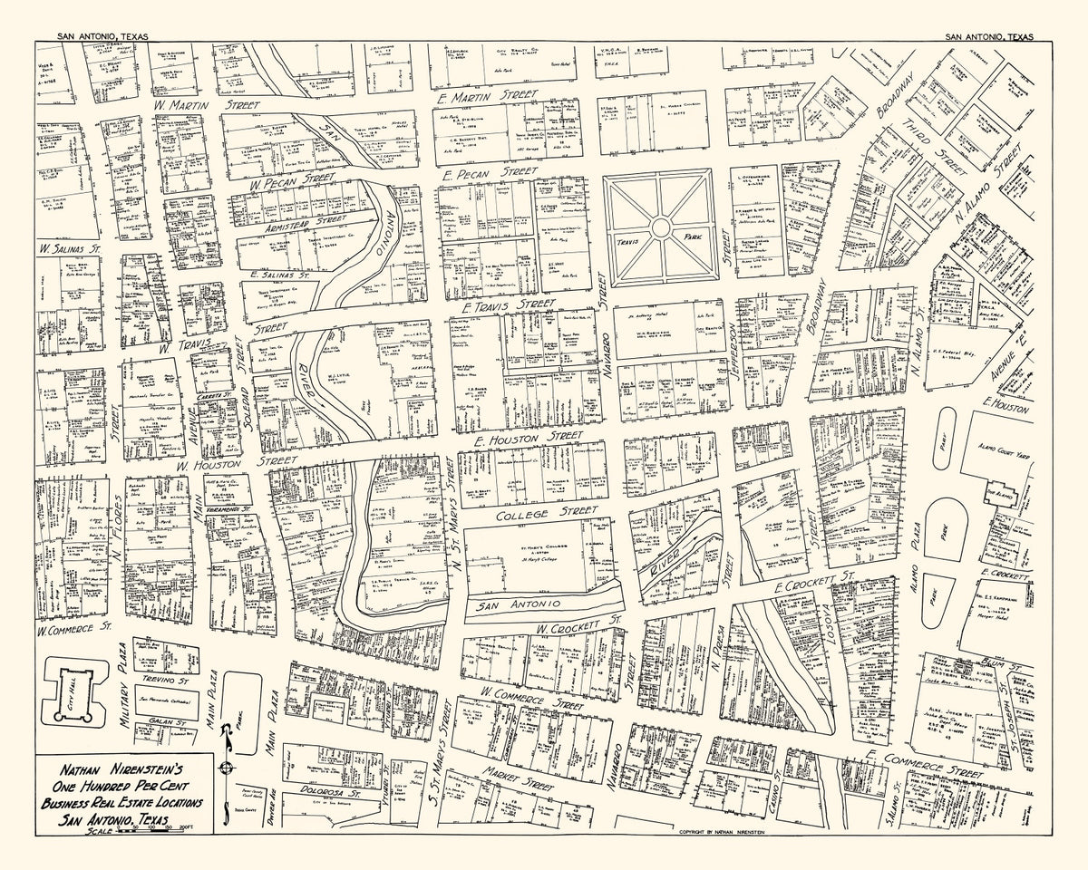 Preview of Vintage Map of San Antonio, TX Business Section 1929