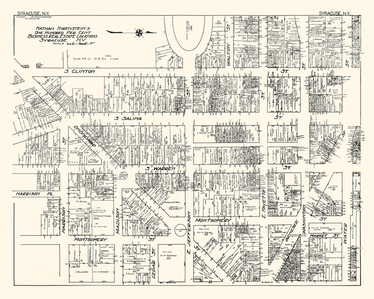Preview of Vintage Map of Syracuse, NY Business Section 1929