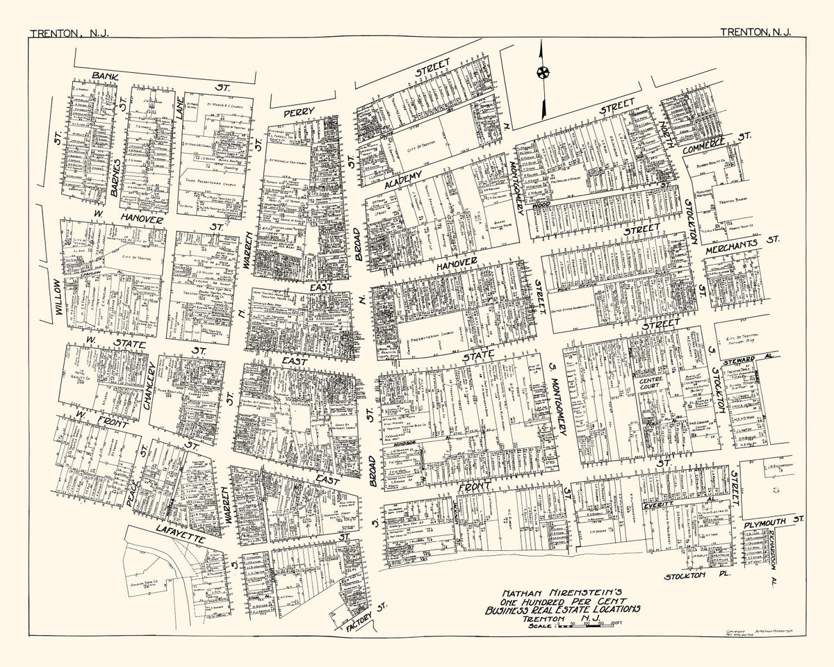 Preview of Vintage Map of Trenton, NJ Business Section 1929
