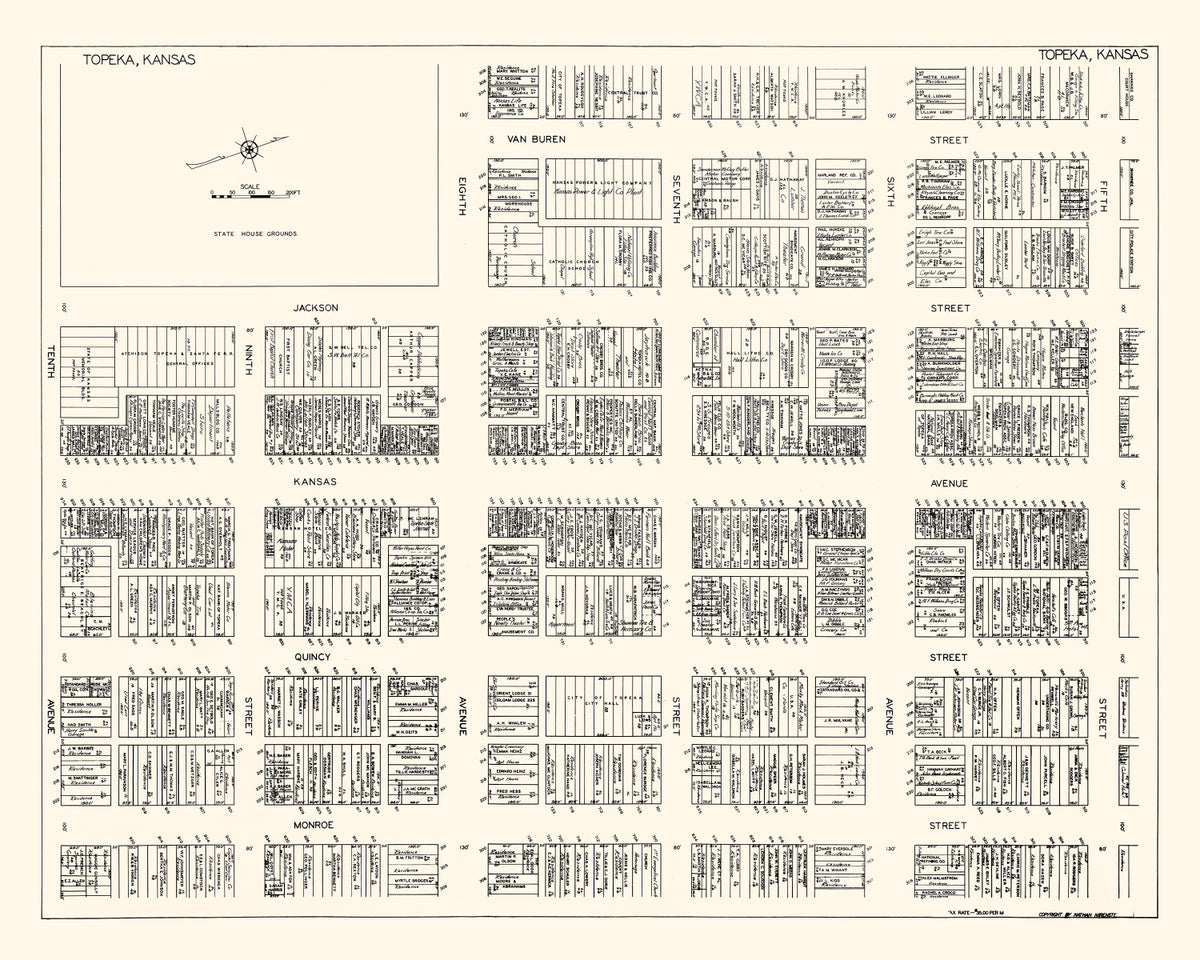 Preview of Vintage Map of Topeka, KS Business Section 1929