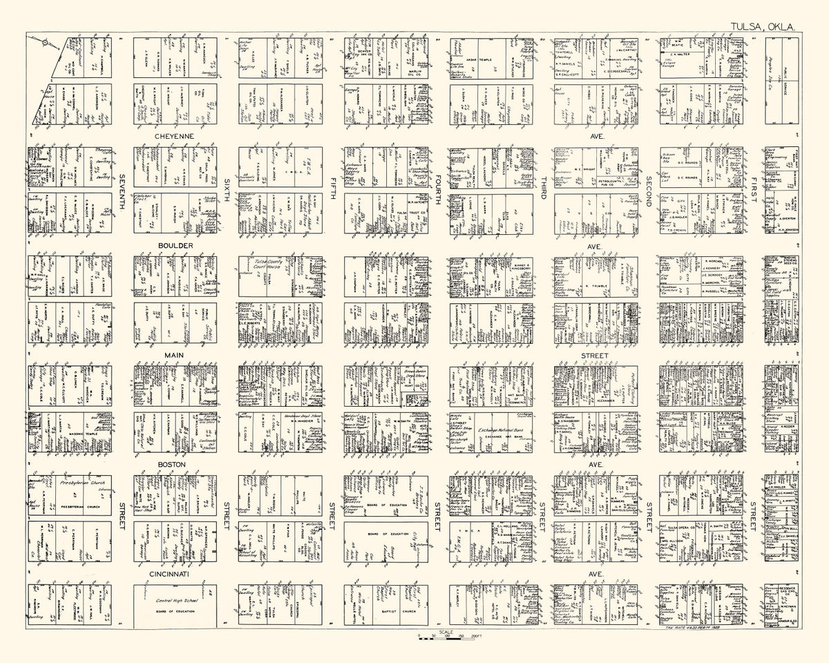 Preview of Vintage Map of Tulsa, OK Business Section 1928