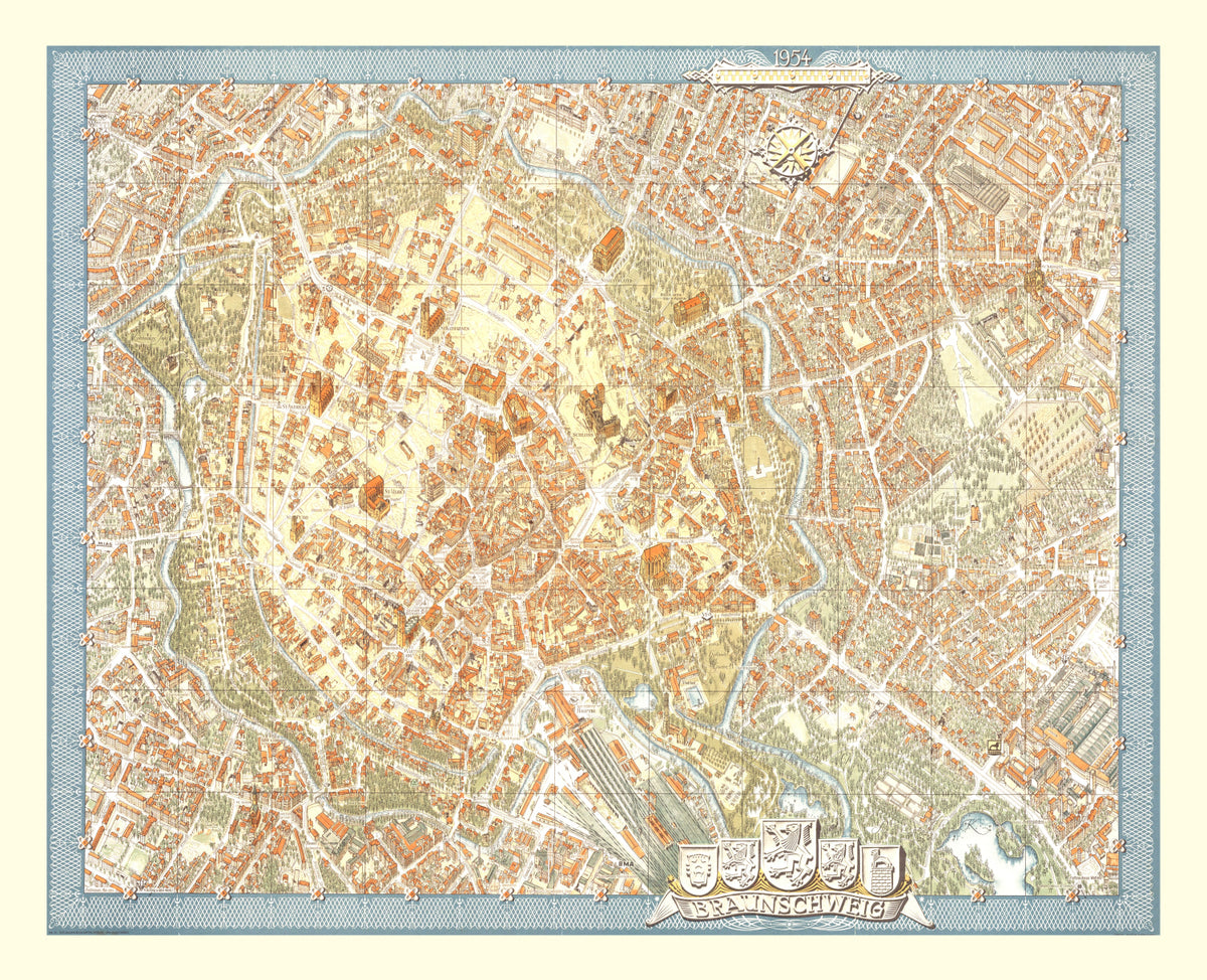 Preview of Vintage Map of Braunschweig, Germany 1954