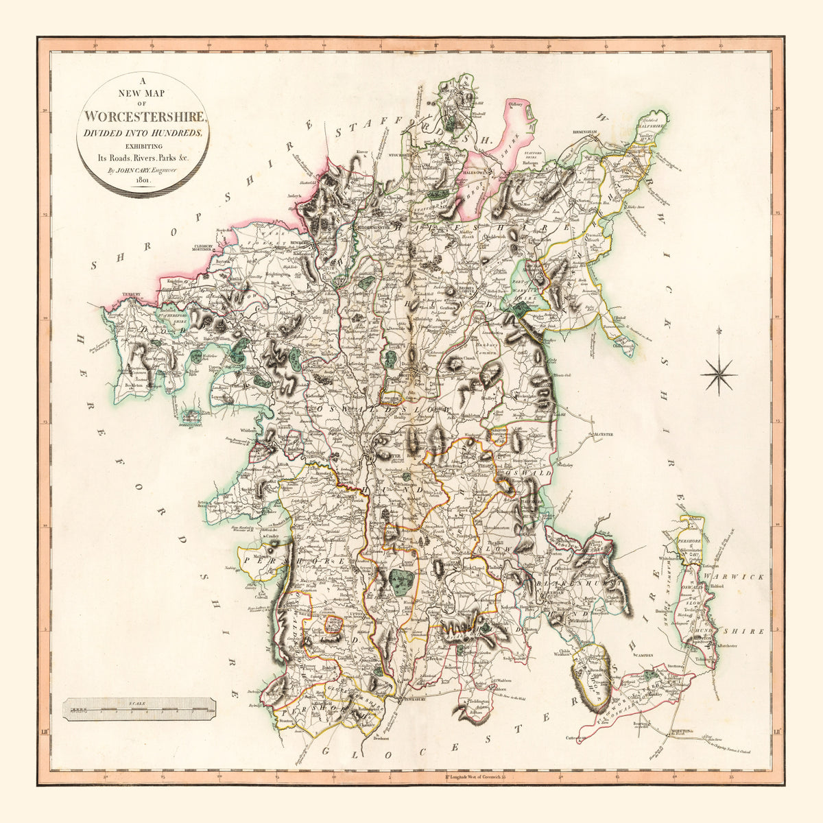 Preview of Vintage Map of Worcestershire County England, 1801