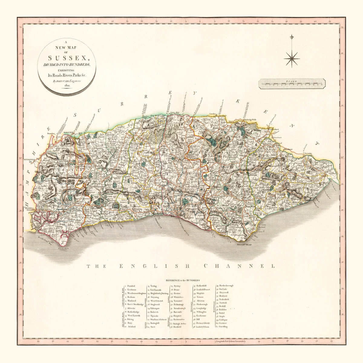 Preview of Vintage Map of Sussex County England, 1801