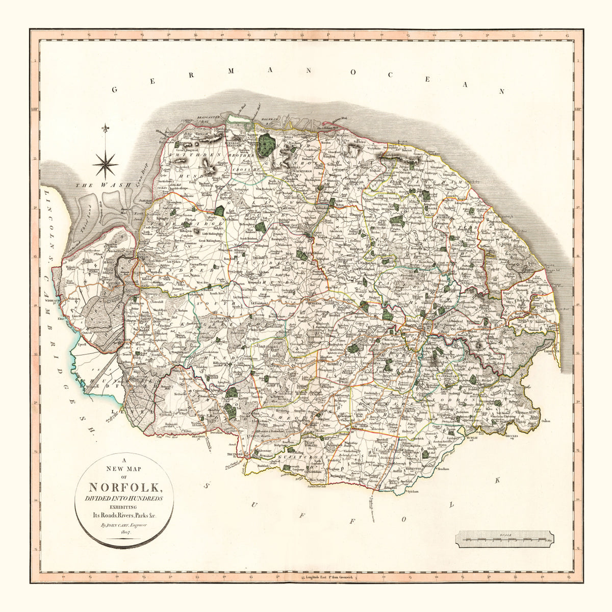 Preview of Vintage Map of Norfolk County England, 1807