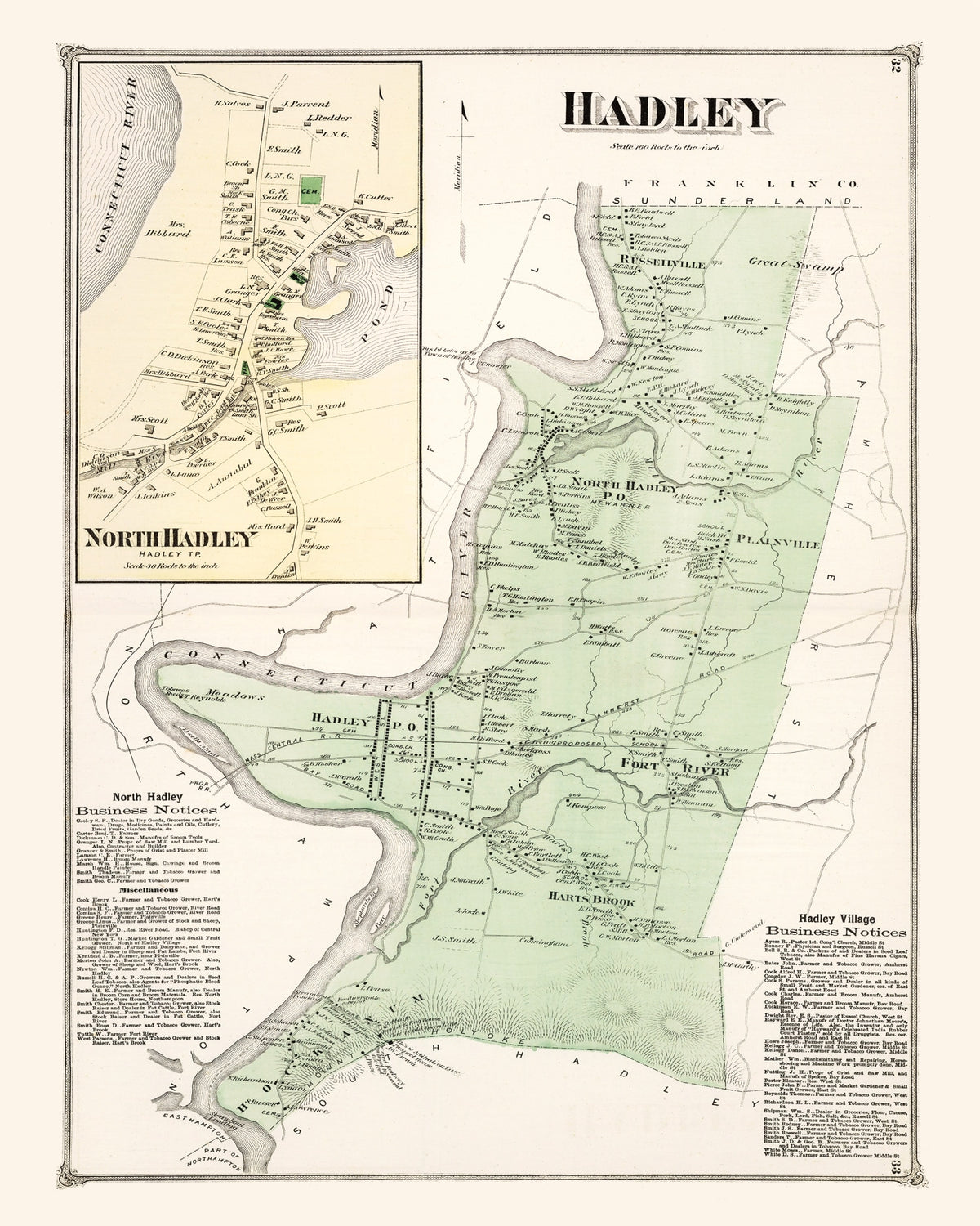 Preview of Vintage Map of Hadley, Massachusetts 1873