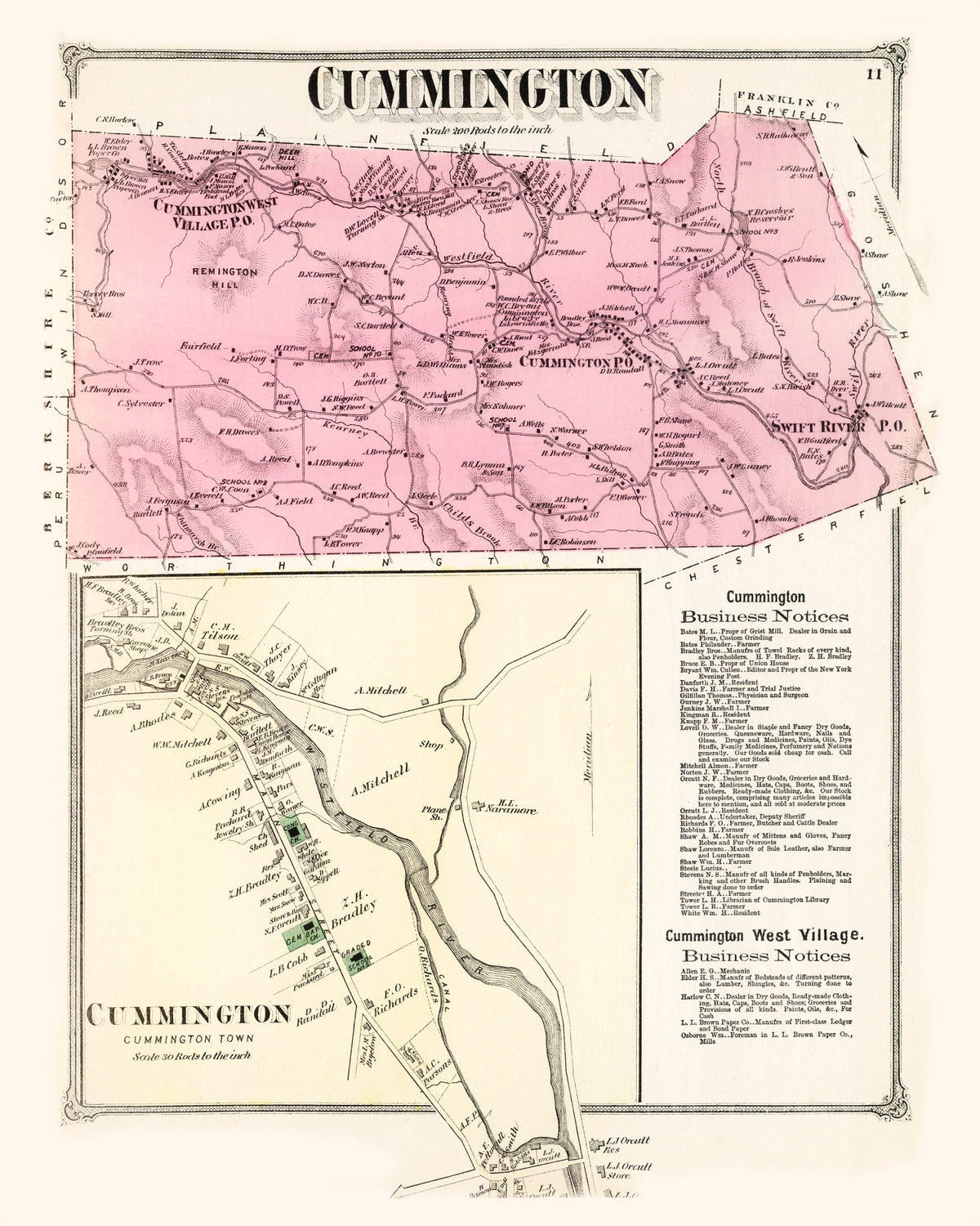 Preview of Vintage Map of Cummington, Massachusetts 1873