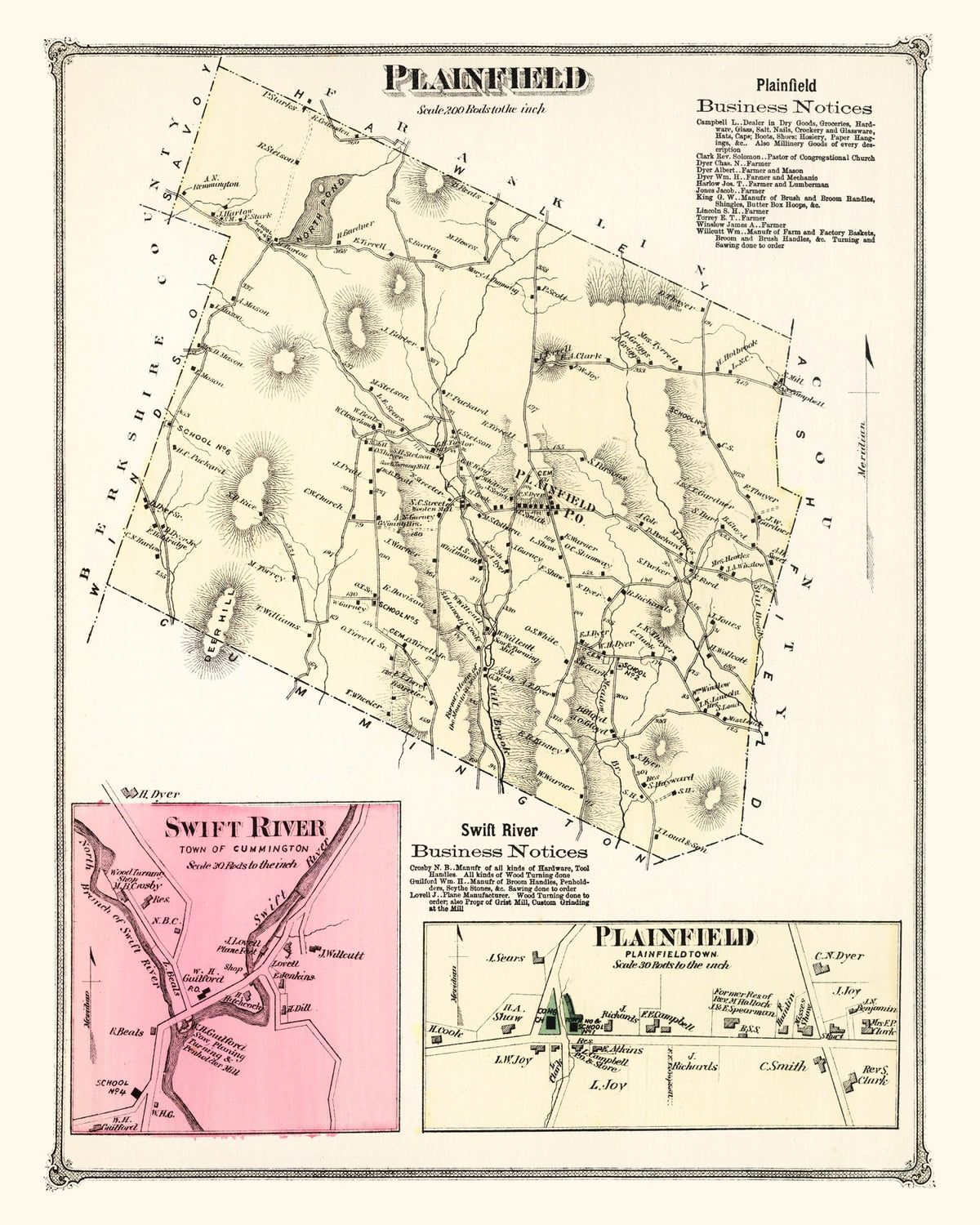 Preview of Vintage Map of Plainfield, Massachusetts 1873