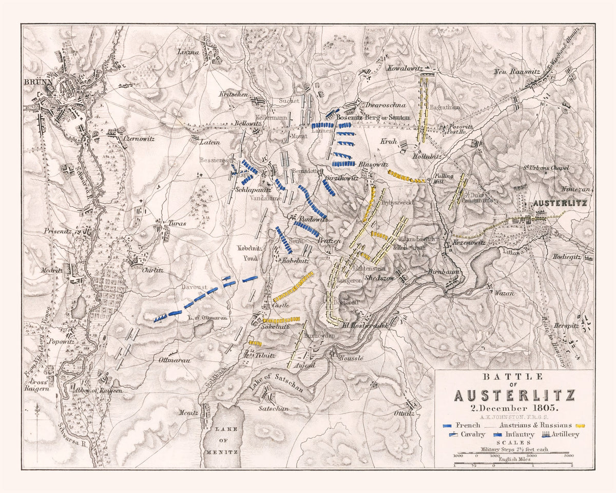 Preview of Vintage Map of the Battle of Austerlitz, 1805