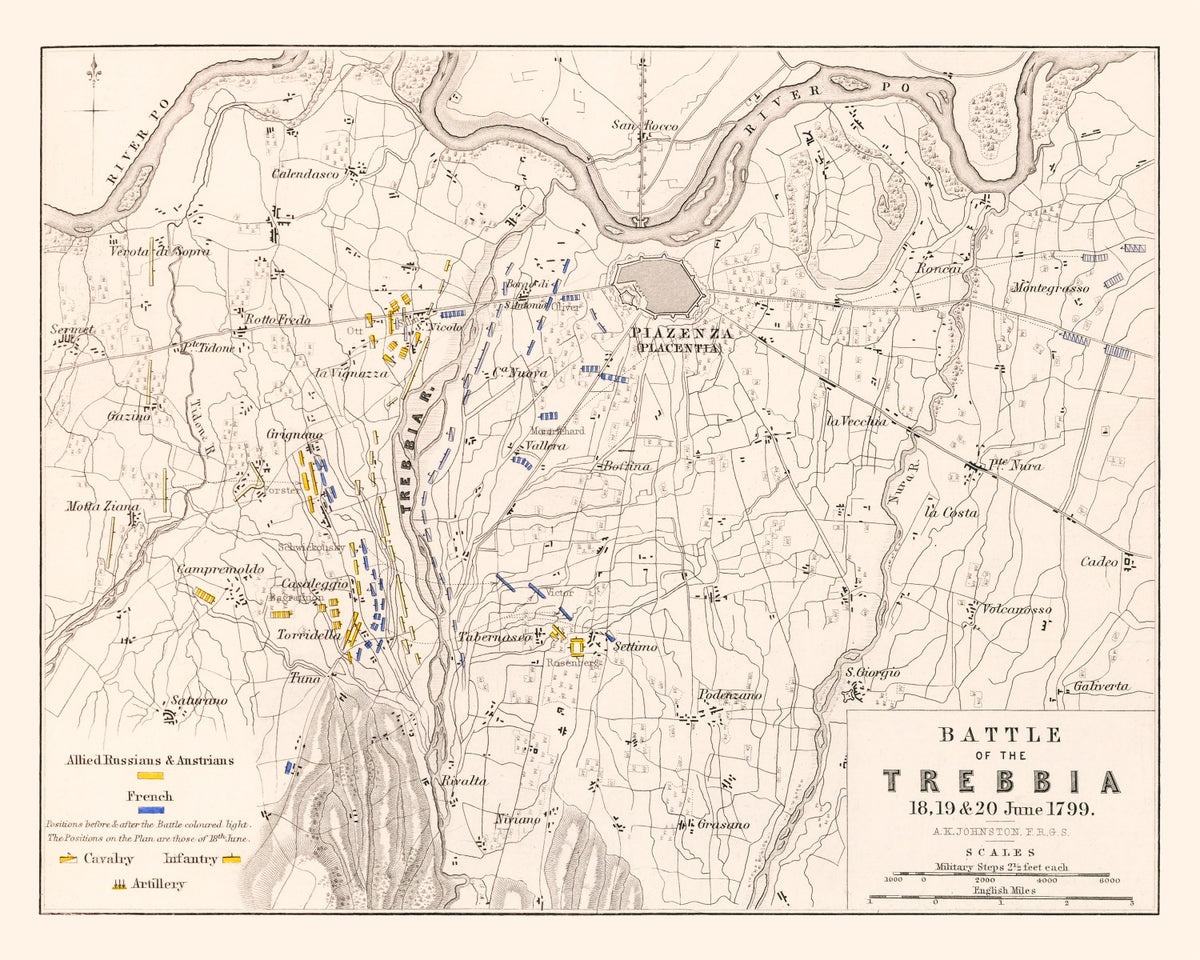 Preview of Vintage Map of the Battle of Trebbia, 1799