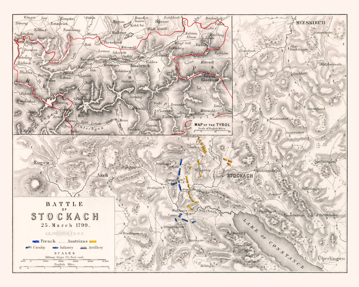 Preview of Vintage Map of the Battle of Stockach, 1799