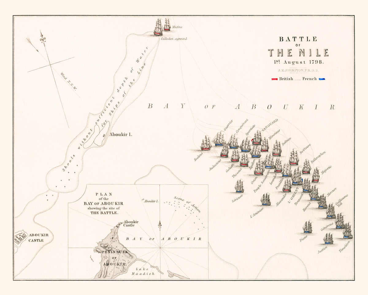 Preview of Vintage Map of the Battle of the Nile, 1798