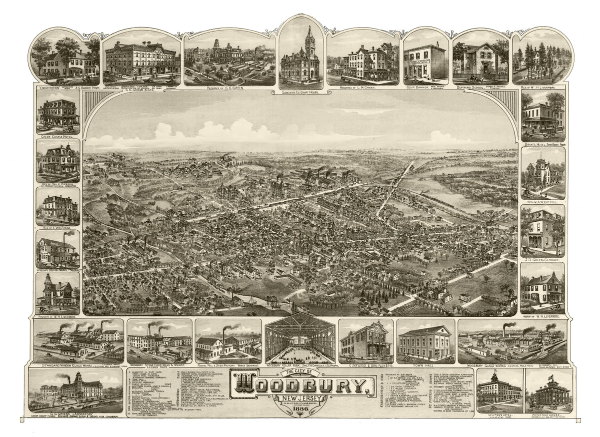 Preview of Vintage Map of Woodbury, New Jersey 1886