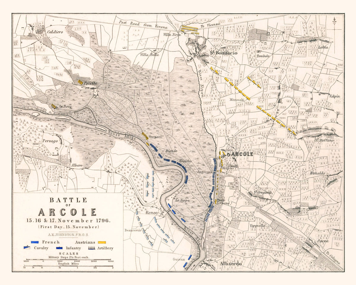 Preview of Vintage Map of the Battle of Arcole, 1796