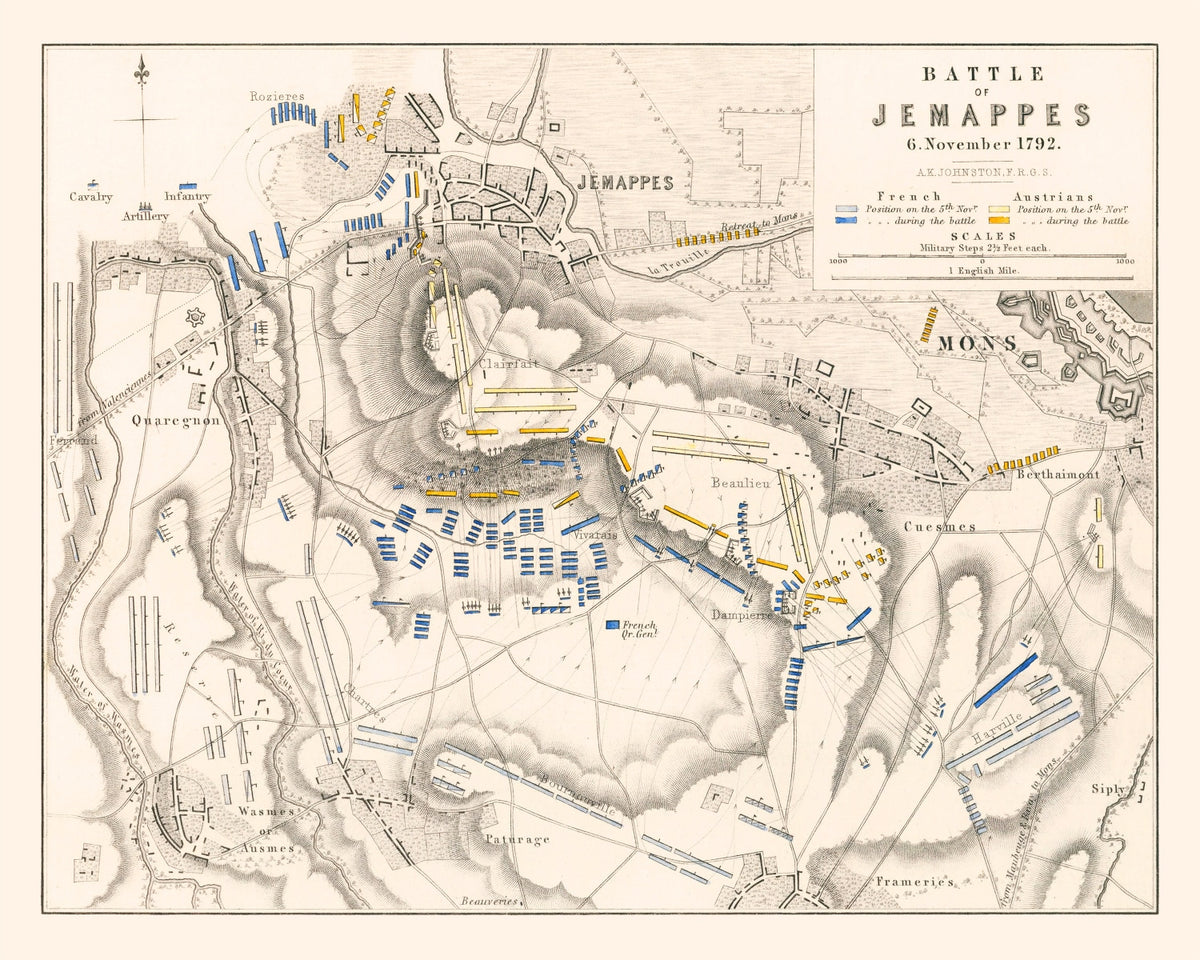 Preview of Vintage Map of the Battle of Jemappes, 1792