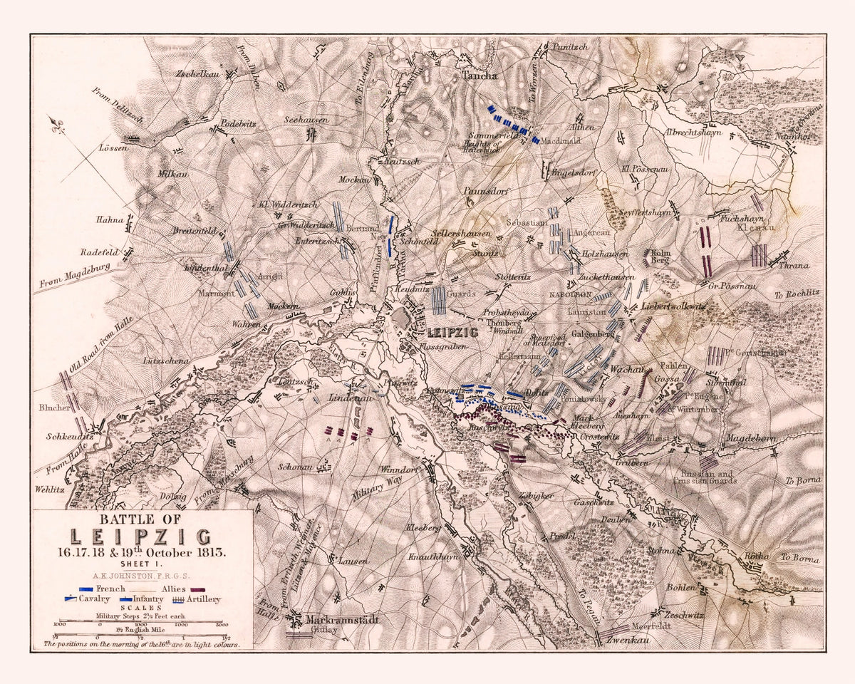 Preview of Vintage Map of the Battle of Leipzig, 1813