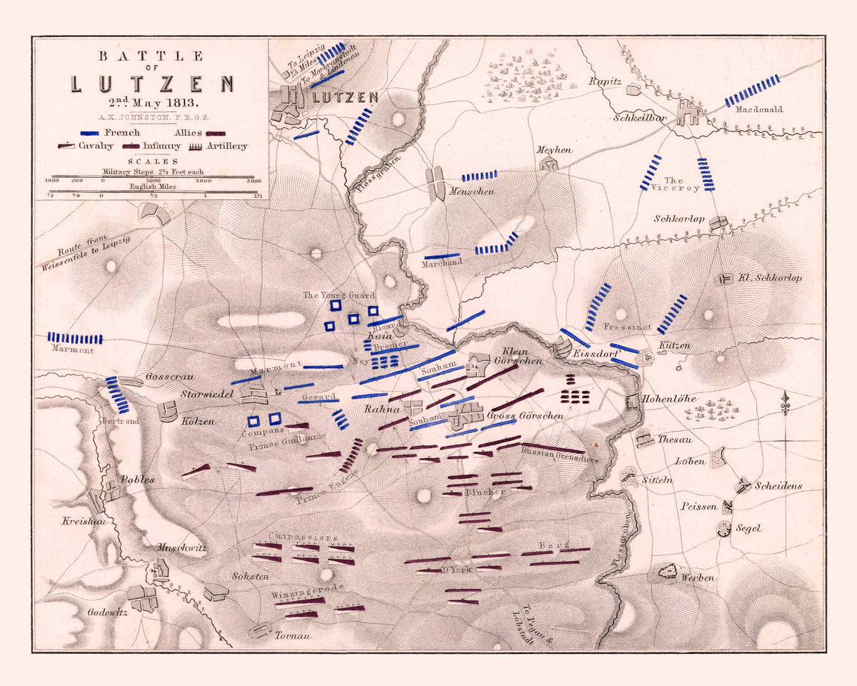 Preview of Vintage Map of the Battle of Lutzen, 1813