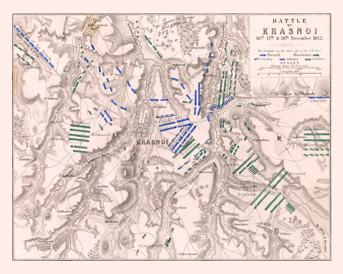 Preview of Vintage Map of the Battle of Krasnoi, 1812