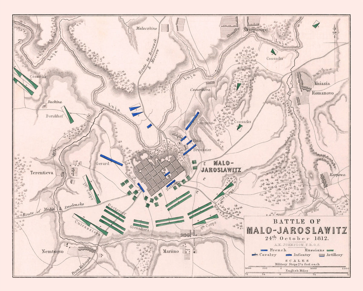 Preview of Vintage Map of the Battle of Malo-Jaroslawitz, 1812