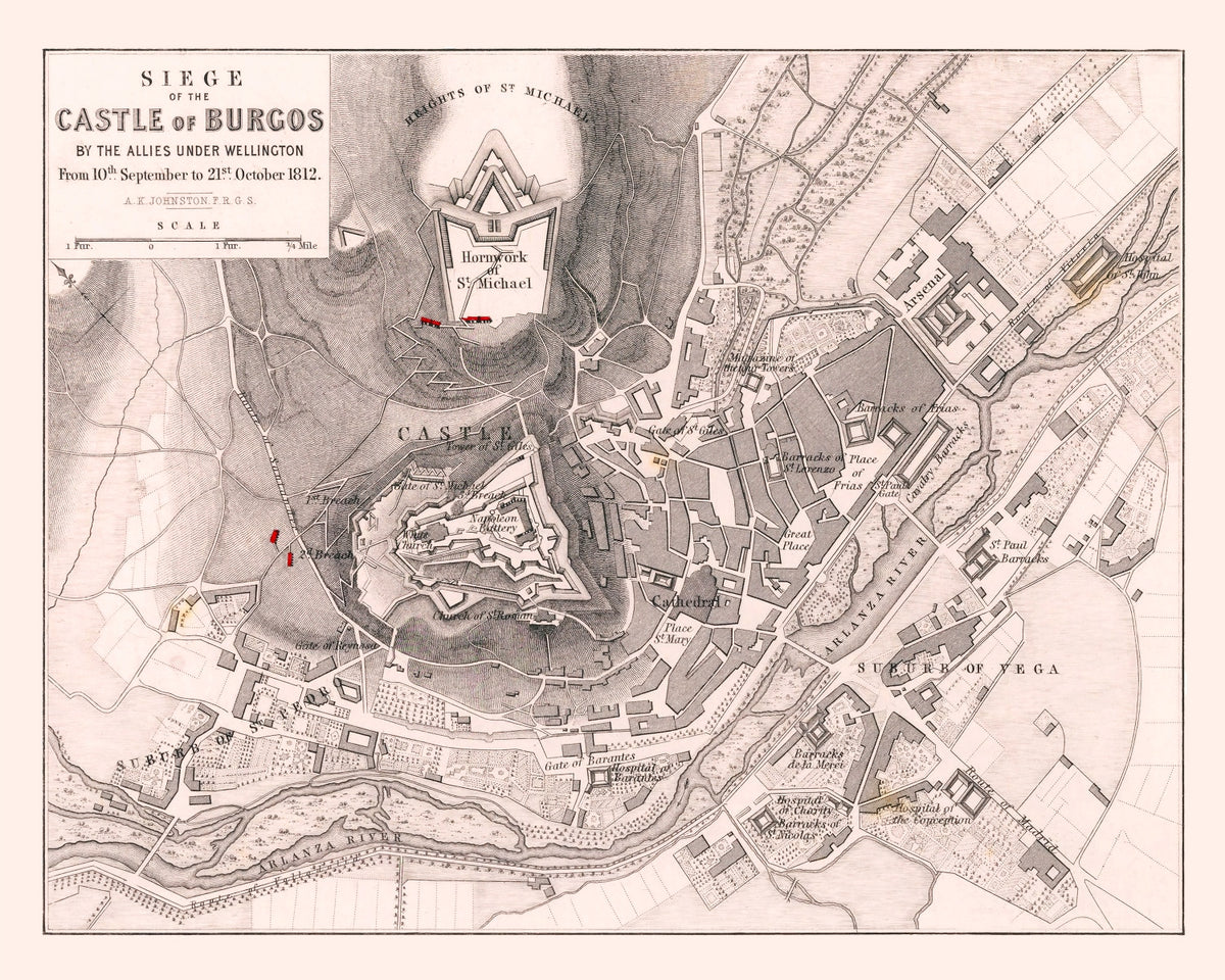 Preview of Vintage Map of the Siege of the Castle of Burgos, 1812