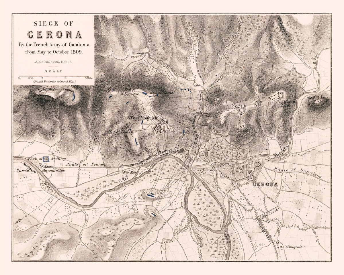 Preview of Vintage Map of the Siege of Gerona, 1809