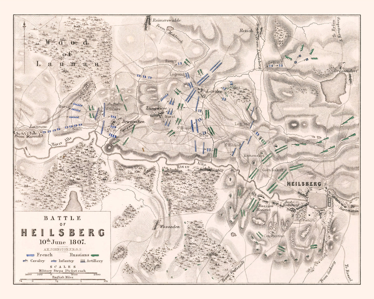 Preview of Vintage Map of the Battle of Heilsberg, 1807