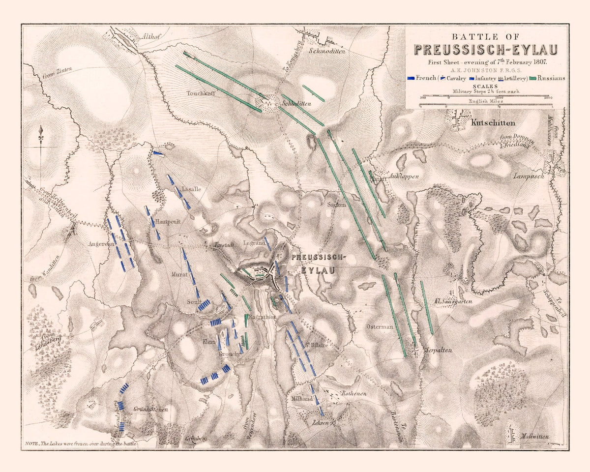Preview of Vintage Map of the Battle of Preussisch-Eylau, 1807