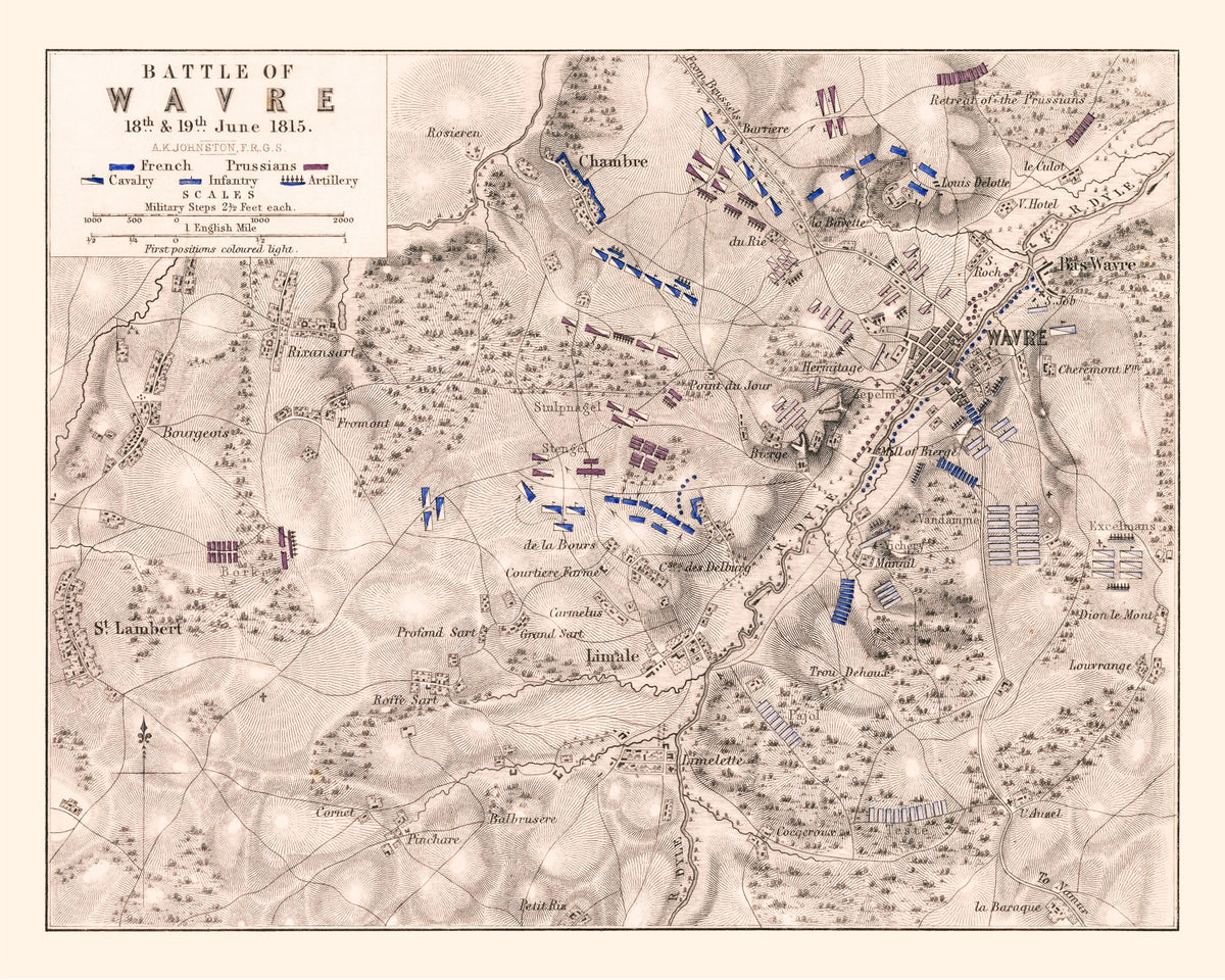 Preview of Vintage Map of the Battle of Wavre, 1815
