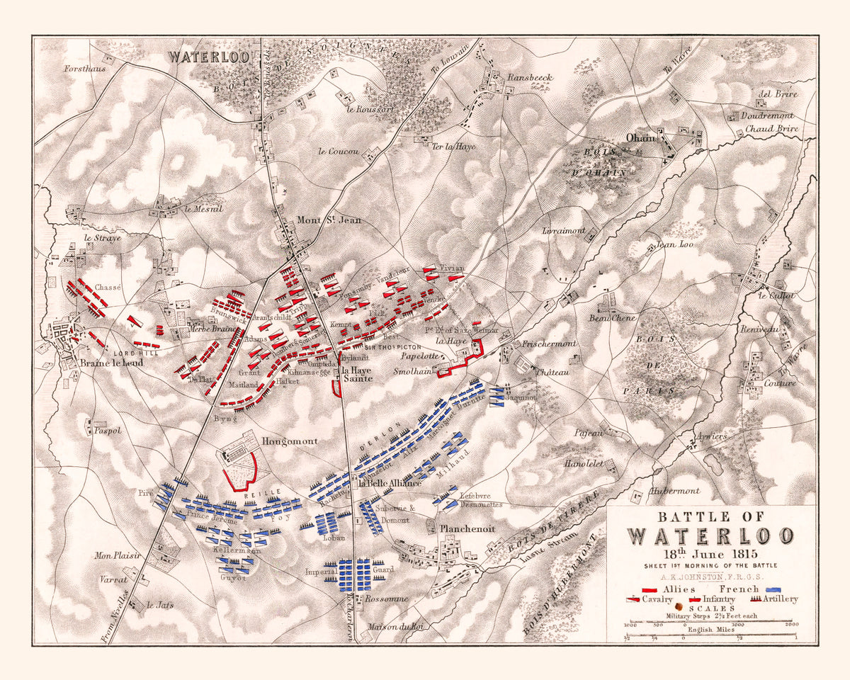 Preview of Vintage Map of the Battle of Waterloo, 1815