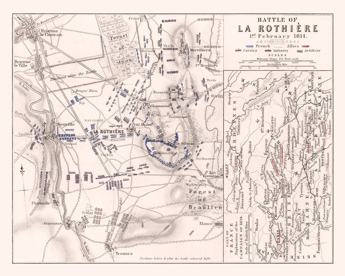 Preview of Vintage Map of the Battle of La Rothiere, 1814