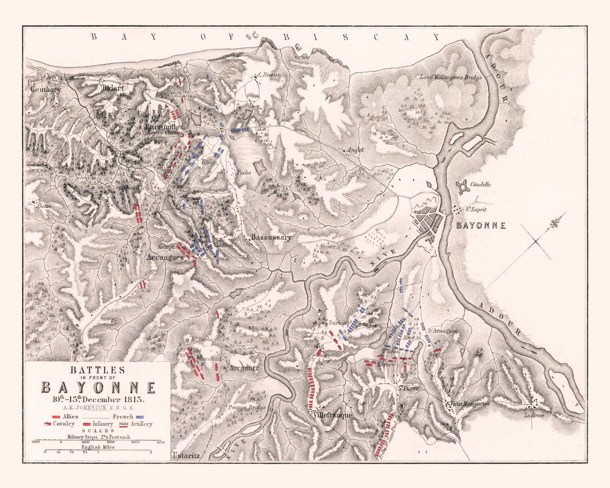 Preview of Vintage Map of the Battles In Front of Bayonne, 1813