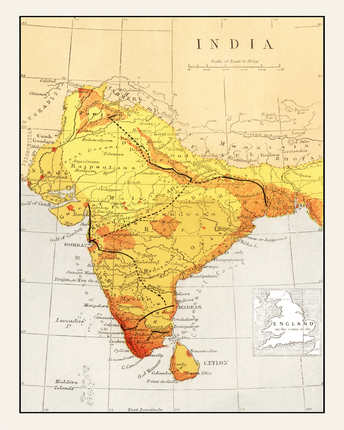 Preview of Vintage Map of India 1862