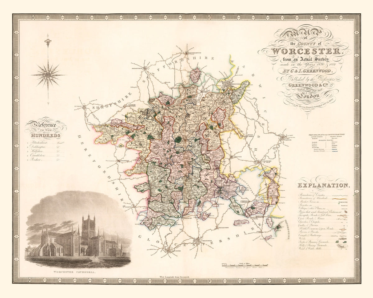 Preview of Vintage Map of Worcester England, 1830