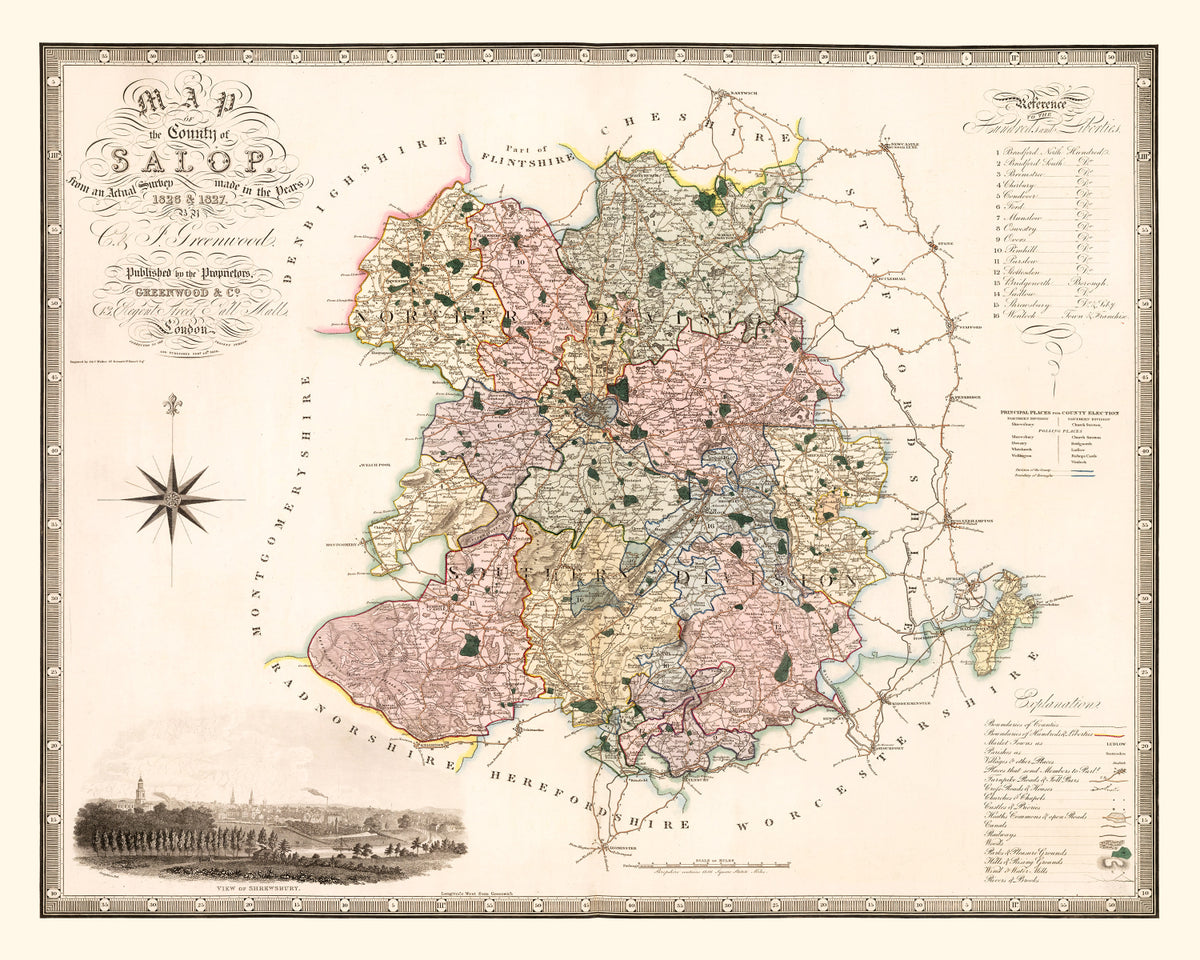 Preview of Vintage Map of Salop England, 1830