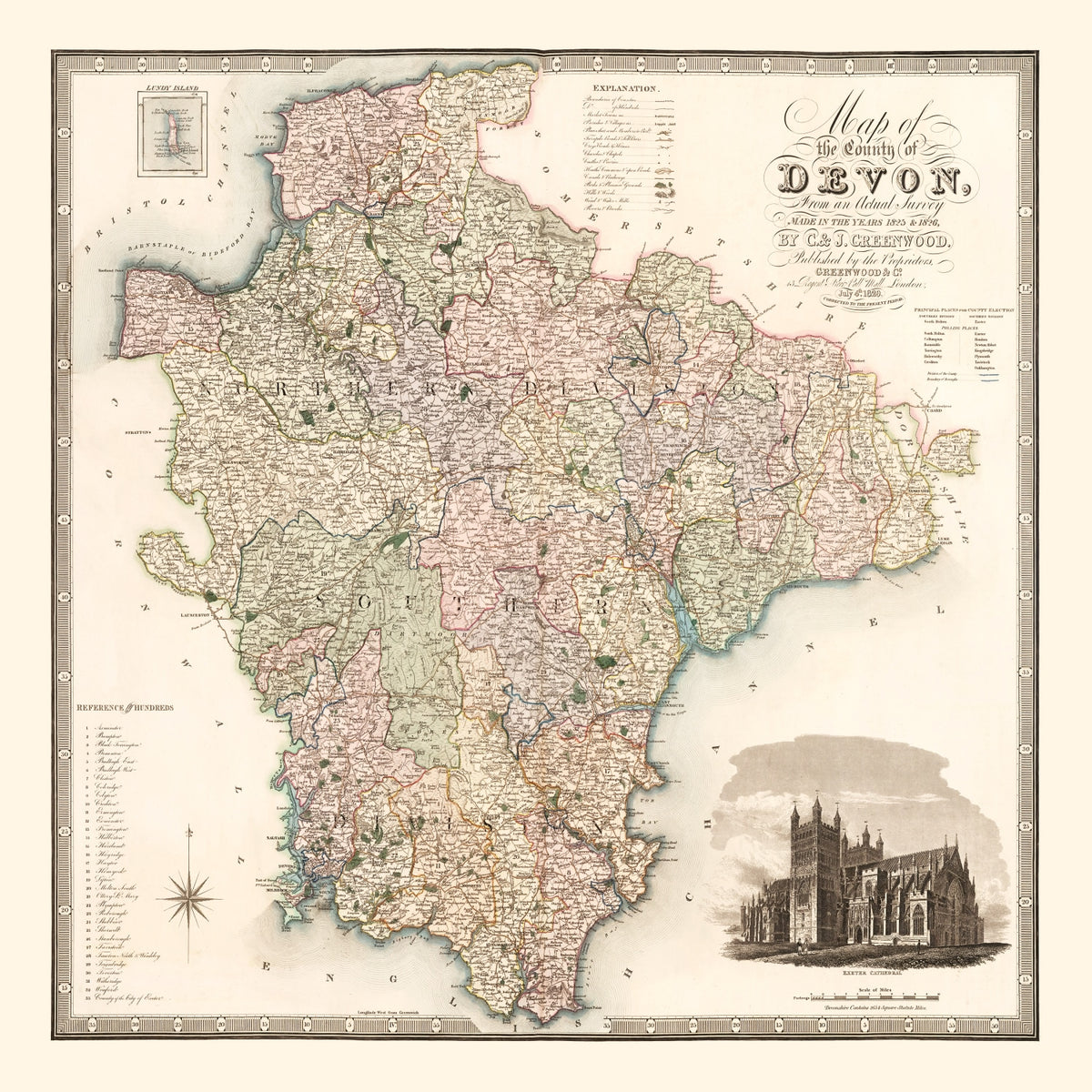 Preview of Vintage Map of Devon England, 1829