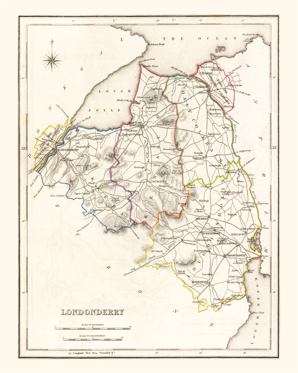 Preview of Vintage Map of Londonderry County Ireland, 1846
