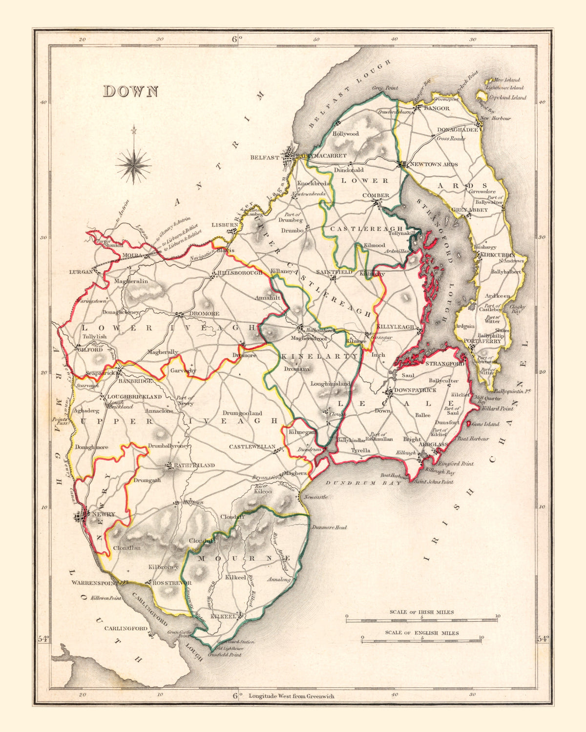 Preview of Vintage Map of Down County Ireland, 1846