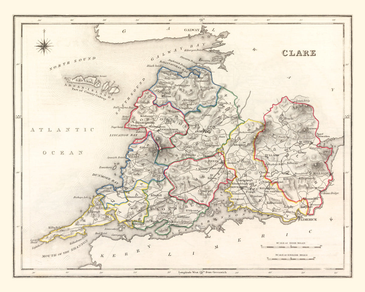 Preview of Vintage Map of Clare County Ireland, 1846