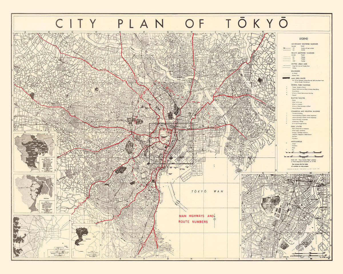 Preview of Vintage Map of Tokyo, Japan 1945