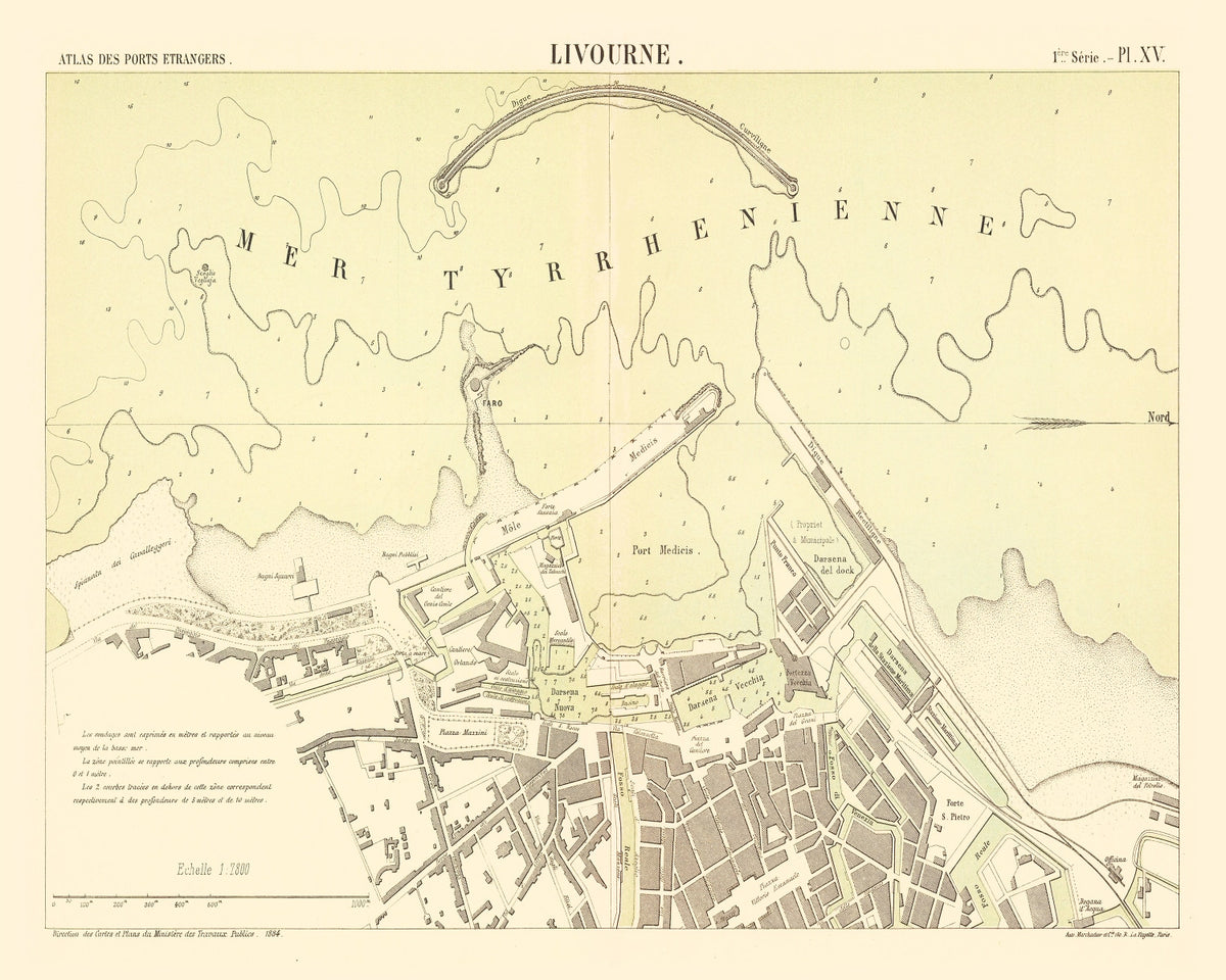 Preview of Vintage Map of Livorno, Italy 1884